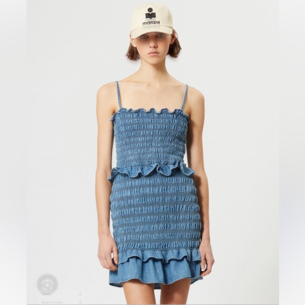 Isabel Marant Djina Smocked Denim Dress